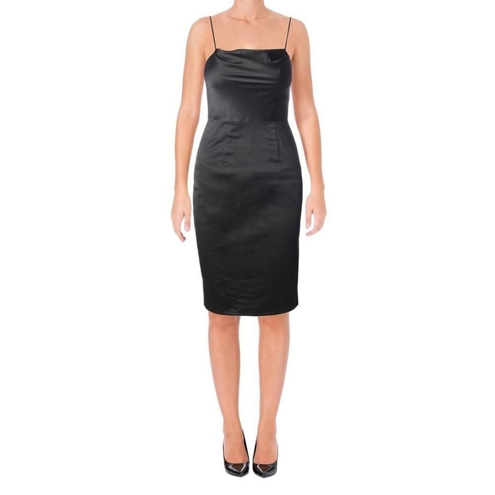 Vintage BARIANO Australia Classic Black Satin Strapless Pencil Dress Sz L